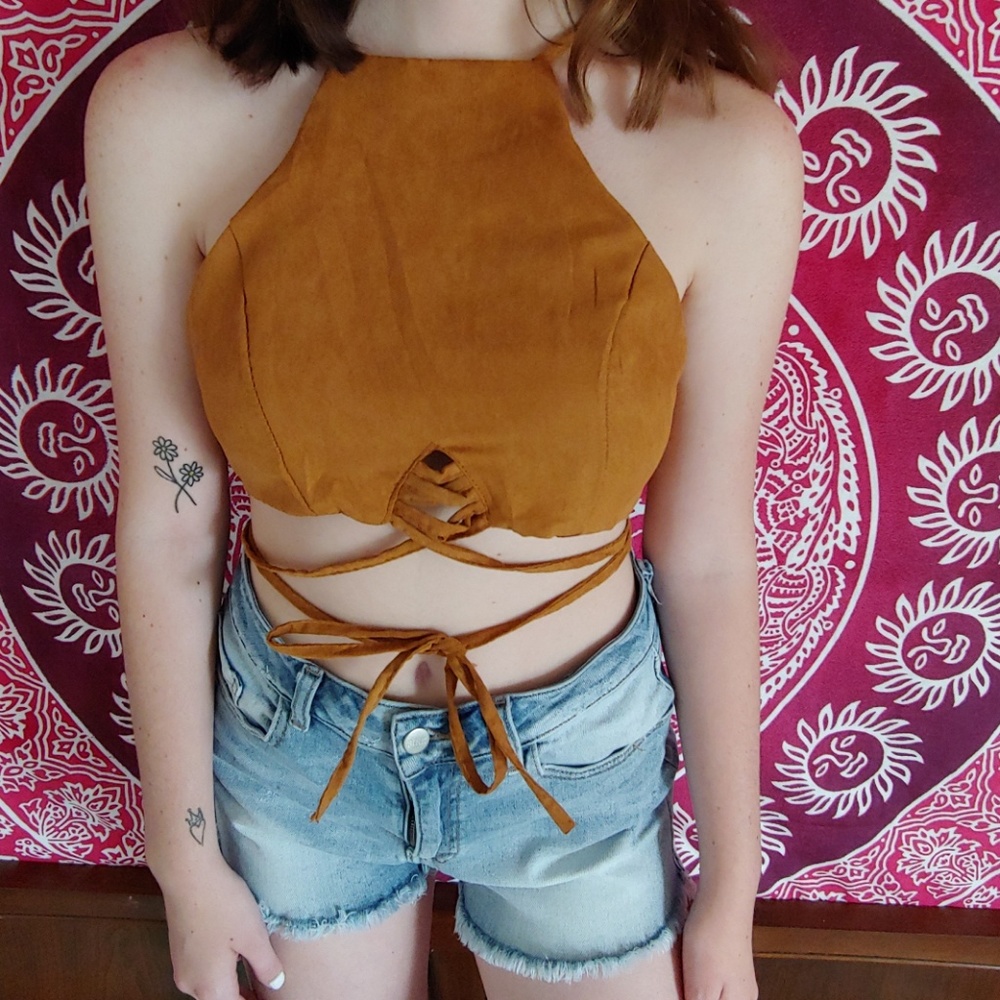 Brown festival crop top